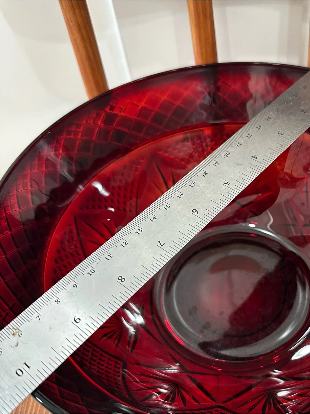 Cristal D'Arques-Durand Antique Ruby Salad Bowl Retro